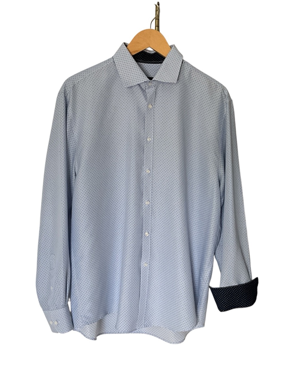 Classic Light Blue Micro-Pattern Dress Shirt - Long Sleeve